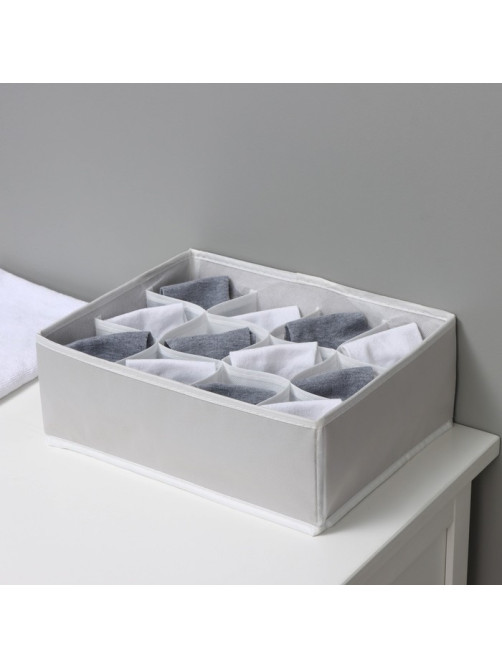 Органайзер для хранения белья LaDо́m, 12 ячеек, 32×24×12 см, серый