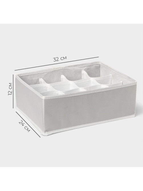 Органайзер для хранения белья LaDо́m, 12 ячеек, 32×24×12 см, серый