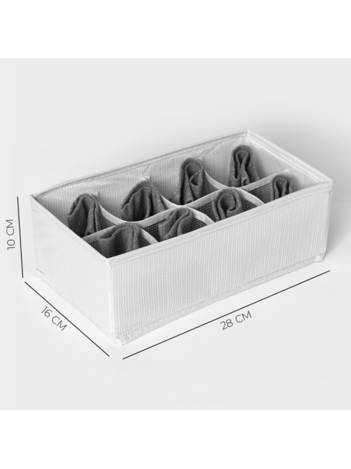 Органайзер для хранения белья LaDо́m, 8 ячеек, 28×16×10 см, белый