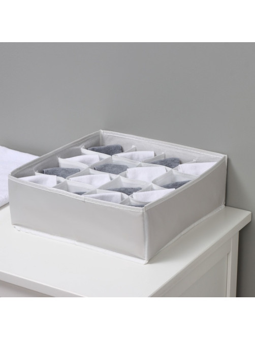 Органайзер для хранения белья LaDо́m, 16 ячеек, 32×32×12 см, серый