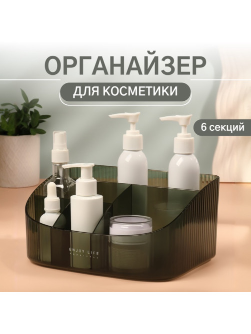 Органайзер для хранения «GREEN», 6 секций, 23×15.5×11 см, полупрозрачный, зелёный