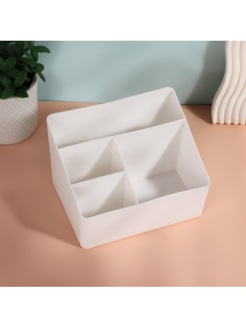 Органайзер для хранения косметики «WHITE», 4 секции, 19.5×14×13 см, белый