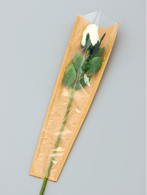 Конус для цветов, крафт с пленкой, 12.5×4×40 см, крафтовый