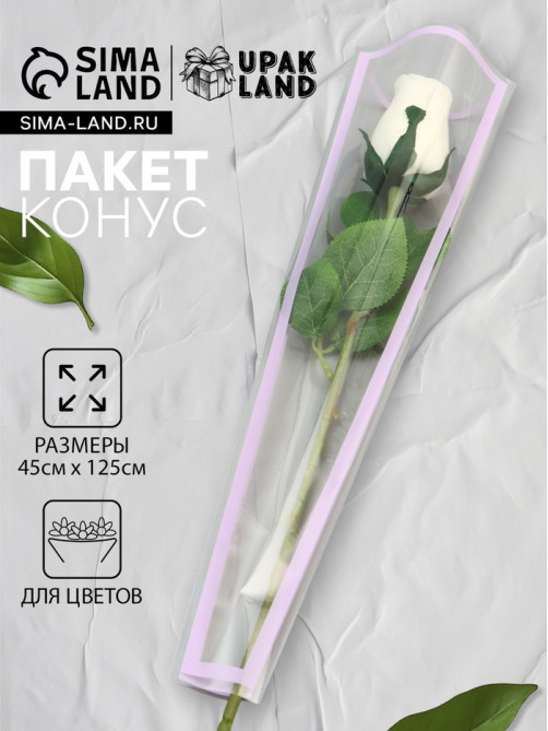 Пакет конус для цветов, «Кайма», 12.5×4×45±1 см, сиреневый