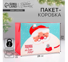 Пакет-коробка новогодний подарочный «Дед мороз», 28×20×13 см