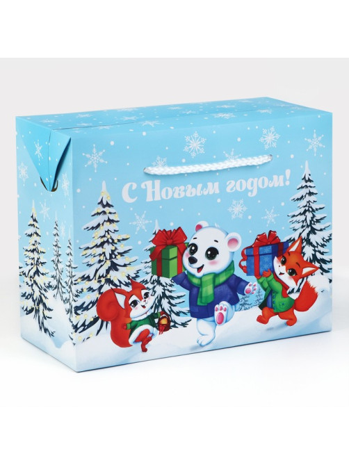 Пакет-коробка подарочный новогодний «С Новым годом», 23×18×11 см