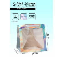 Пакет для торта и коробок, с квадратным дном и окном, голографический, 30×30×30 см