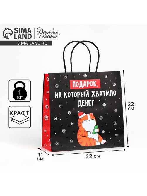 Пакет подарочный новогодний «Подарок», 22×22×11 см