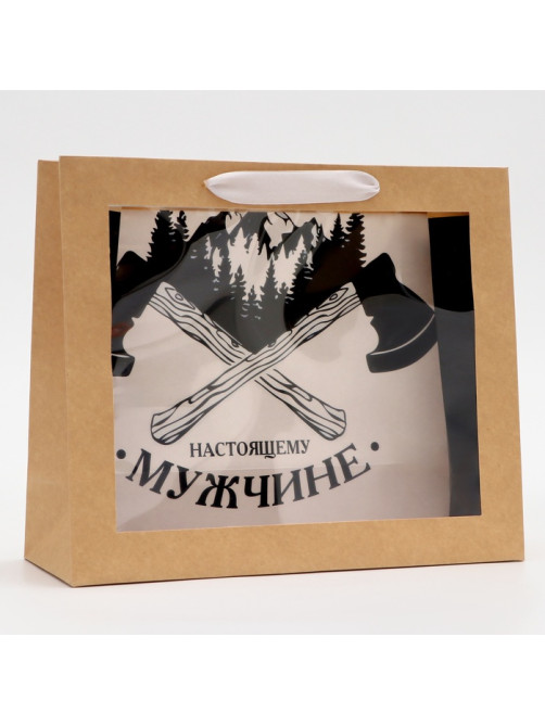 Пакет с PVC окном, «Настоящему мужчине», 31×11×26 см