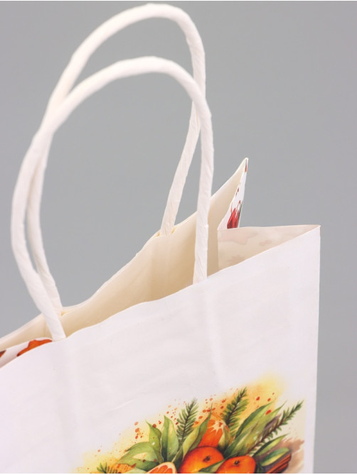 Пакет бумажный подарочный новогодний крафт «Атмосфера Нового Года» 16×12×6 см