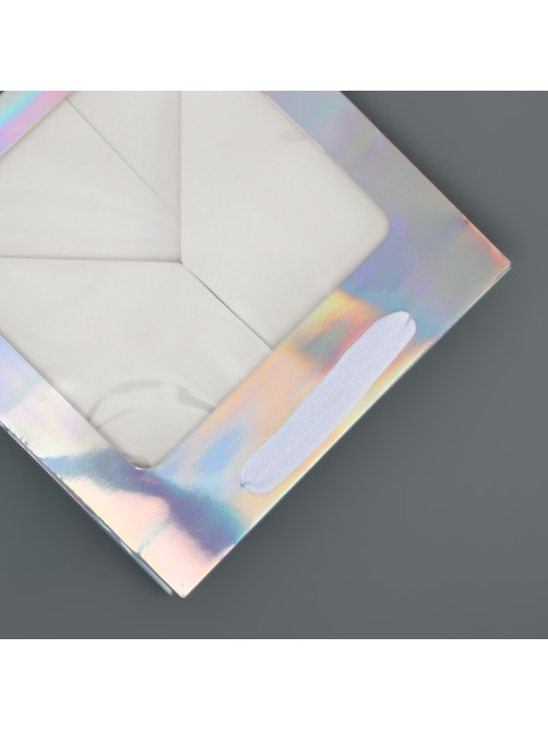 Пакет для торта и коробок, с квадратным дном и окном, голографический, 20×20×20 см
