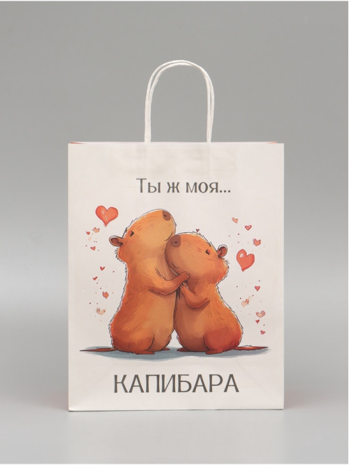 Пакет подарочный бумажный, «Моя Капибара», 32×26×11 см