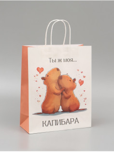Пакет подарочный бумажный, «Моя Капибара», 32×26×11 см