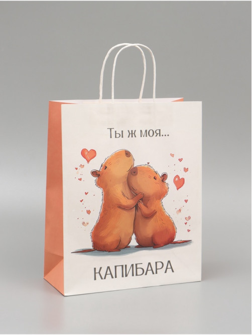Пакет подарочный бумажный, «Моя Капибара», 32×26×11 см