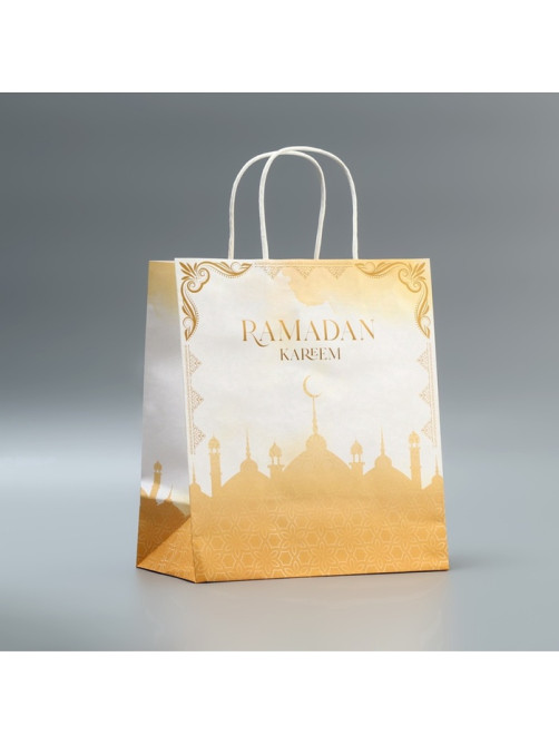 Пакет подарочный крафтовый «Рамадан», Ramadan kareem, 22×25×12 см