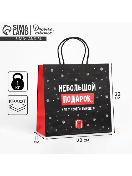 Пакет подарочный новогодний «Небольшой подарок», 22×22×11 см
