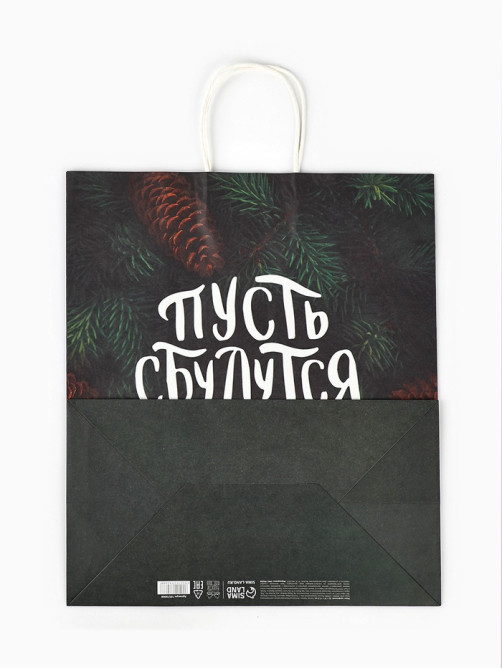 Пакет бумажный подарочный новогодний крафт «Сбудутся мечты» 32×17.5×37 см