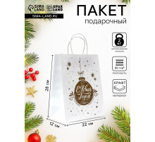 Пакет бумажный подарочный новогодний, «Ёлочная игрушка», 22×12×28 см