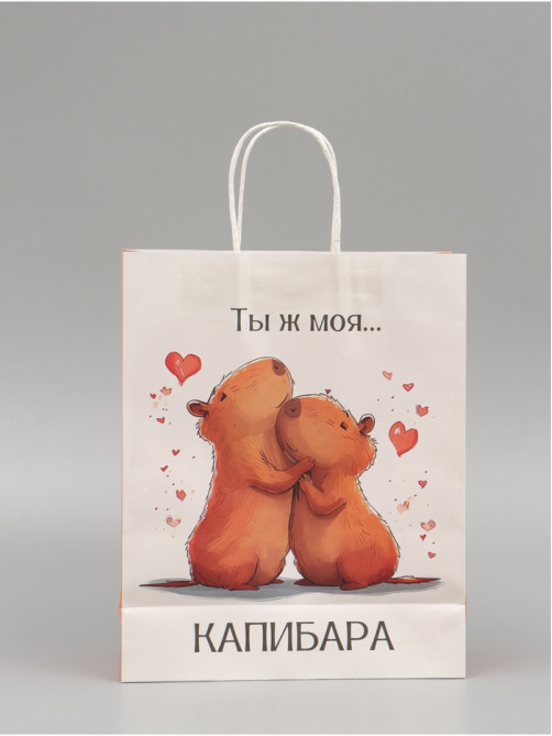 Пакет подарочный бумажный, «Моя Капибара», 32×26×11 см