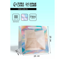 Пакет для торта и коробок, с квадратным дном и окном, голографический, 25×25×25 см