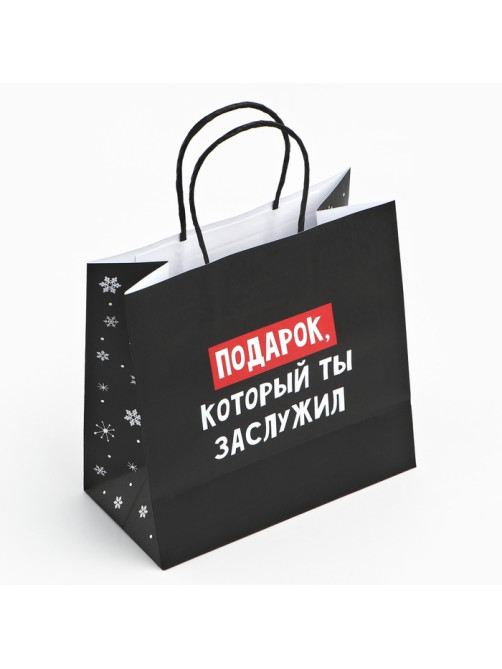Пакет подарочный новогодний «Подарок, который ты заслужил», 22×22×11 см