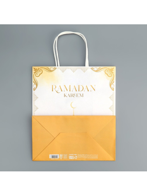 Пакет подарочный крафтовый «Рамадан», Ramadan kareem, 22×25×12 см