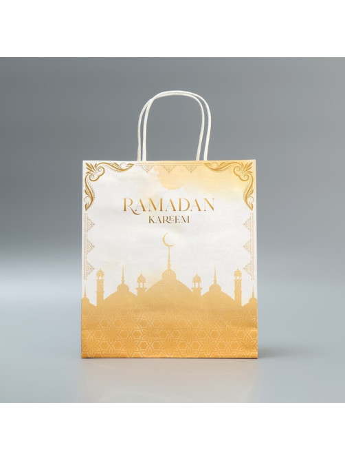 Пакет подарочный крафтовый «Рамадан», Ramadan kareem, 22×25×12 см