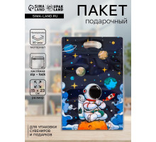 Пакет подарочный, с zip-lock застежкой, «Космонавт», 15×23±1 см
