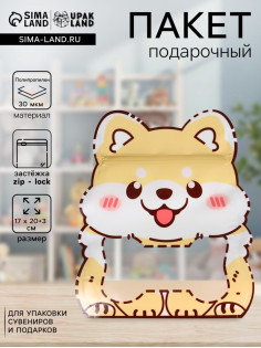 Пакет подарочный, с zip-lock застежкой «Корги» с окном, 17×20+3 см