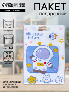 Пакет подарочный, с zip-lock застежкой, «Космос», 15×23 ± 1 см