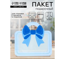 Пакет подарочный, с zip-lock застежкой «Сумка с бантом», голубой, 24×28 см