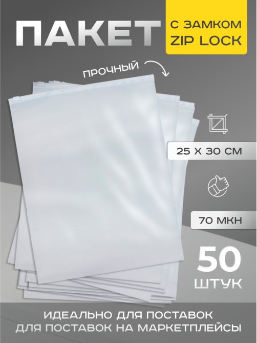 Пакет с замком, 70 мкн, 25×30 см