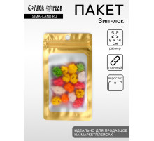 Пакет Зип - лок с окном, с еврослотом, золотой, 8×12±5% см
