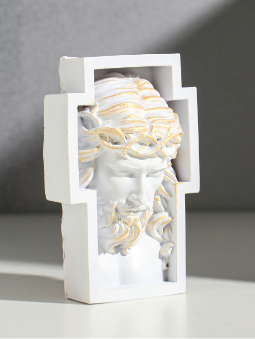 Панно настенное «Бюст Иисуса объёмный», 14.5×10×4.5 см, белый
