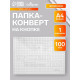 Папка-конверт на кнопке, А4, 80 мкм, «Клетка», прозрачная