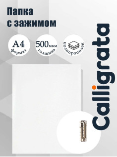 Папка с зажимом А4, 500 мкм, корешок 15 мм, Calligrata, до 100 листов, белая