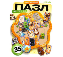Пазл фигурный в рамке Лесная мастерская «Домашние животные», деревянный