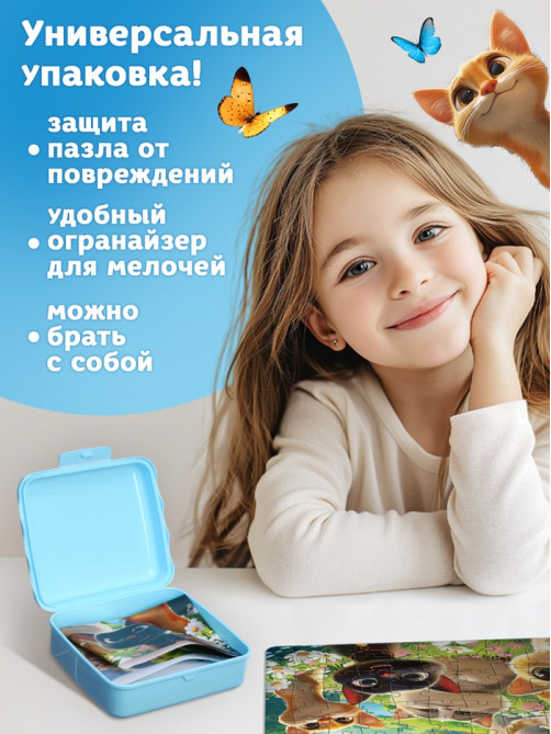 Пазл в контейнере «Милые котики», 108 деталей