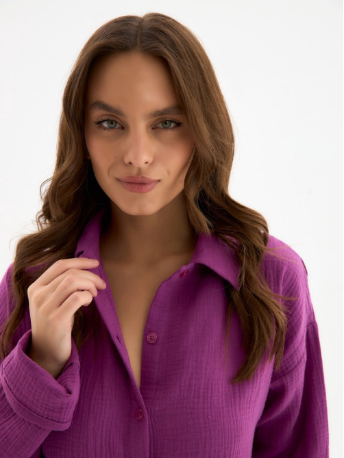 Пижама женская (рубашка, шорты) KAFTAN Basic, размер 40-42, сиреневая