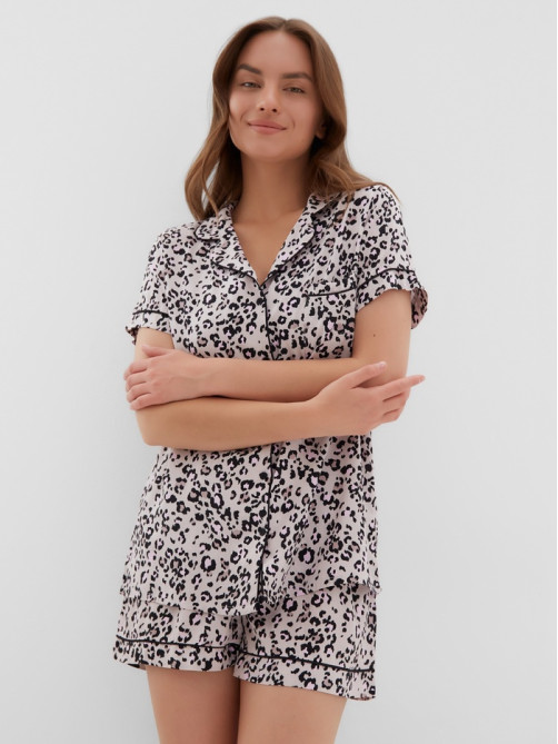 Пижама женская (рубашка, шорты) KAFTAN Leo, размер 48-50, розовая