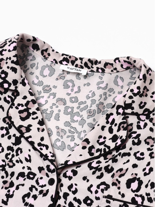 Пижама женская (рубашка, шорты) KAFTAN Leo, размер 48-50, розовая