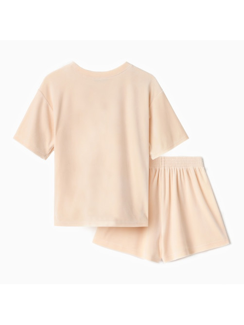 Пижама женская (футболка, шорты) KAFTAN Plushy, размер 52-54, молочная