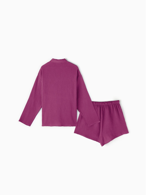 Пижама женская (рубашка, шорты) KAFTAN Basic, размер 48-50, сиреневая