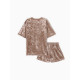 Пижама женская (футболка, шорты) KAFTAN Velvet, размер 44-46, кофейная