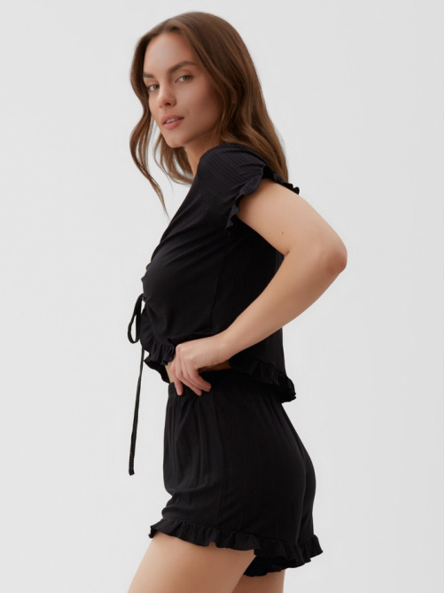 Пижама женская (футболка, шорты) KAFTAN Black, размер 44-46