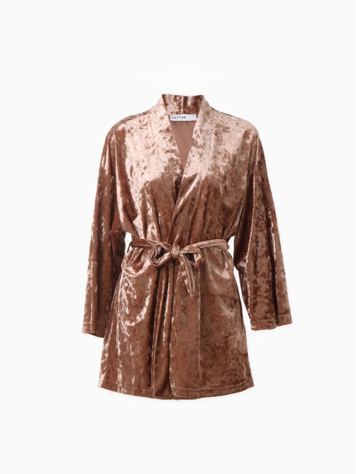 Костюм домашний женский (жакет, брюки) KAFTAN Velvet, размер 40-42, цвет кофейный