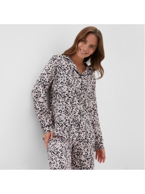 Пижама женская (рубашка, брюки) KAFTAN Leo, размер 40-42, розовая