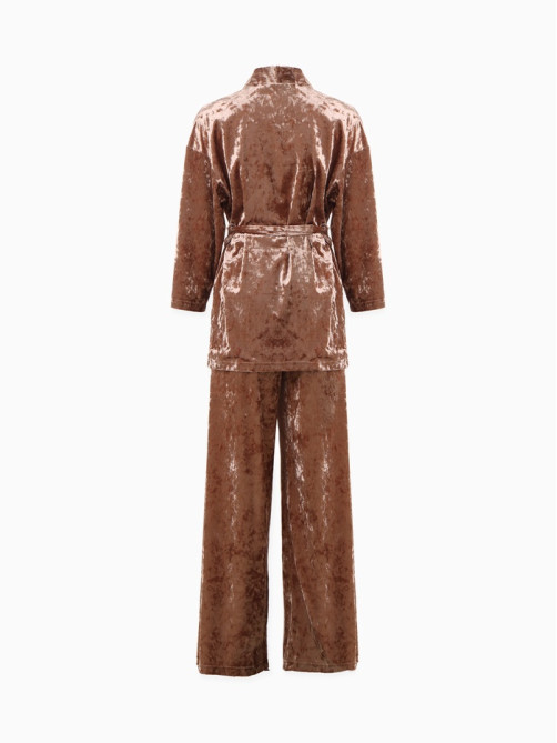 Костюм домашний женский (жакет, брюки) KAFTAN Velvet, размер 40-42, цвет кофейный