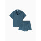 Пижама женская (рубашка, шорты) KAFTAN Basic, размер 48-50, синяя