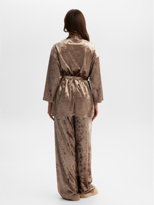 Костюм домашний женский (жакет, брюки) KAFTAN Velvet, размер 40-42, цвет кофейный